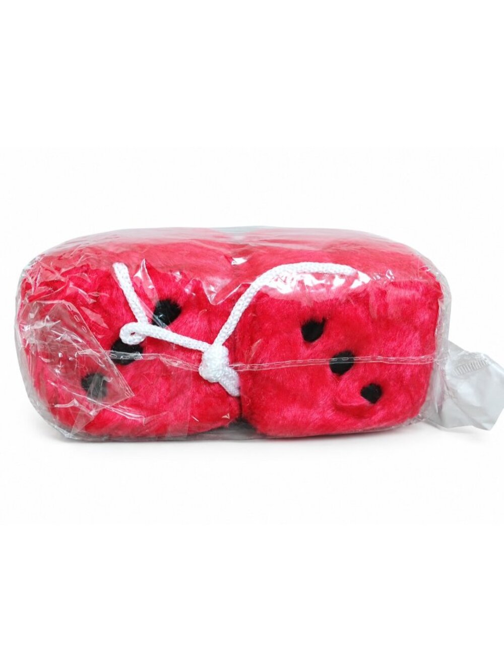Red Fuzzy Dice Car Rearview Mirror Hanging Plush Dice Retro Auto Decor Suction